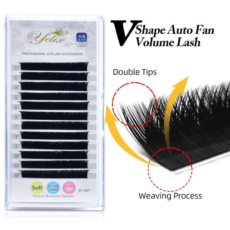 Premium pojedyncze rzęsy przedłużane V Shape Auto-Fan
