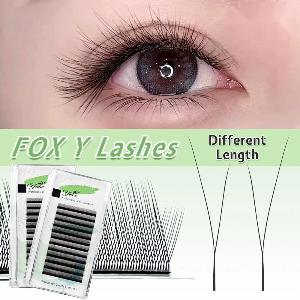 Fox Y Shape B/C Curl Gotowe Wachlarze Mieszane 8-13mm