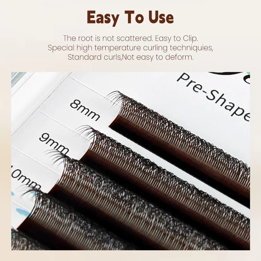 Czarno-brązowe gotowe wachlarze 3D – przedłużki rzęs