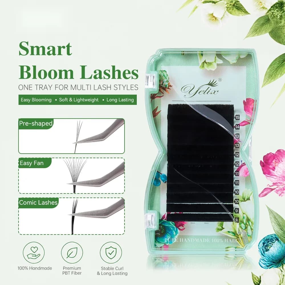 Smart Bloom W-Kształt Gotowe Wachlarze Objętościowe, Przedłużane Rzęsy